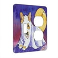 thumbnail image 1 of KuzmarK™ 2 Gang Single Toggle / Single Duplex Wall Plate - Ghostie Corgi Halloween Dog Art by Denise Every, 1 of 1