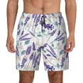 thumbnail image 2 of Picia Lavender Flowers pattern Mens Swim Trunks with Compression Liner Stretch Beach Shorts Quick Dry with Zipper Pockets No-Chafing Board Shorts-3X-Large, 2 of 9