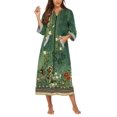 thumbnail image 4 of Ekouaer Women Zipper Robe 3/4 Sleeves Loungewear Dress Full Length Sleepwear Pockets Housecoat Nightgown Long Bathrobe, 4 of 5