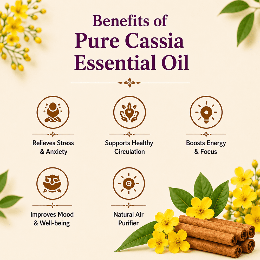 Deve Herbes Cassia Essential Oil (Cinnamomum Cassia) - 3.38 Fl Oz (100ml) - 100% Natural Cassia Oil for Massage, Warming Blends & Aromatherapy- without Dropper