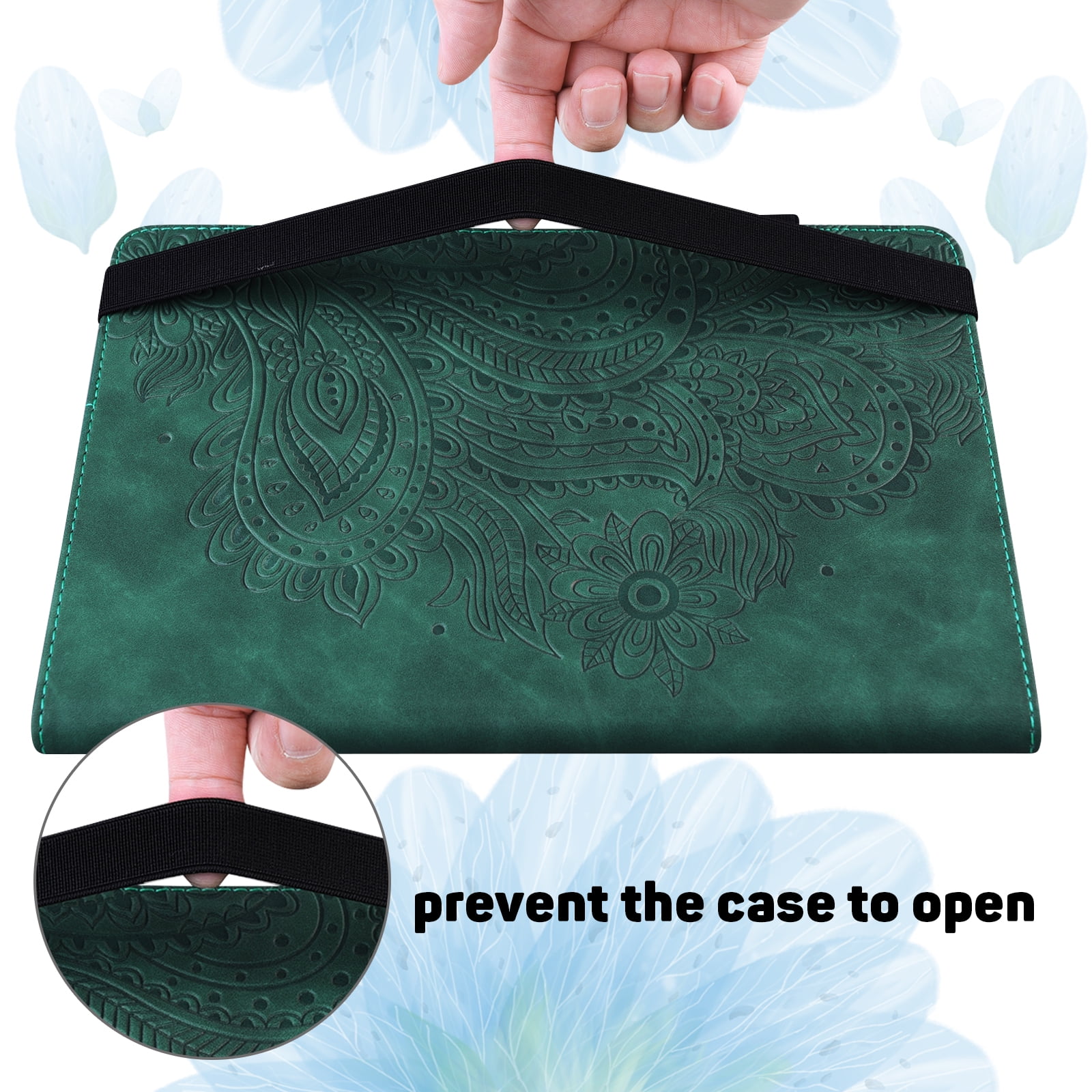 Tarise for iPad 10th Generation Case 2022 with Pencil Holder, Embossed Pattern Premium PU Leather Folding Stand Shockproof Folio Book Slim Case Cover for 2022 iPad 10th Gen A2696 A2757 A2777, Green
