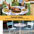 thumbnail image 6 of Elastic Fitted Round Tablecloth, Purple Grey Botanical Waterproof Stretch Table Cover for 55"-60" Tables, Watercolor Spring Floral Summer Leaf Washable Outdoor Tablecloths for Patio, Picnic, Camping, 6 of 9