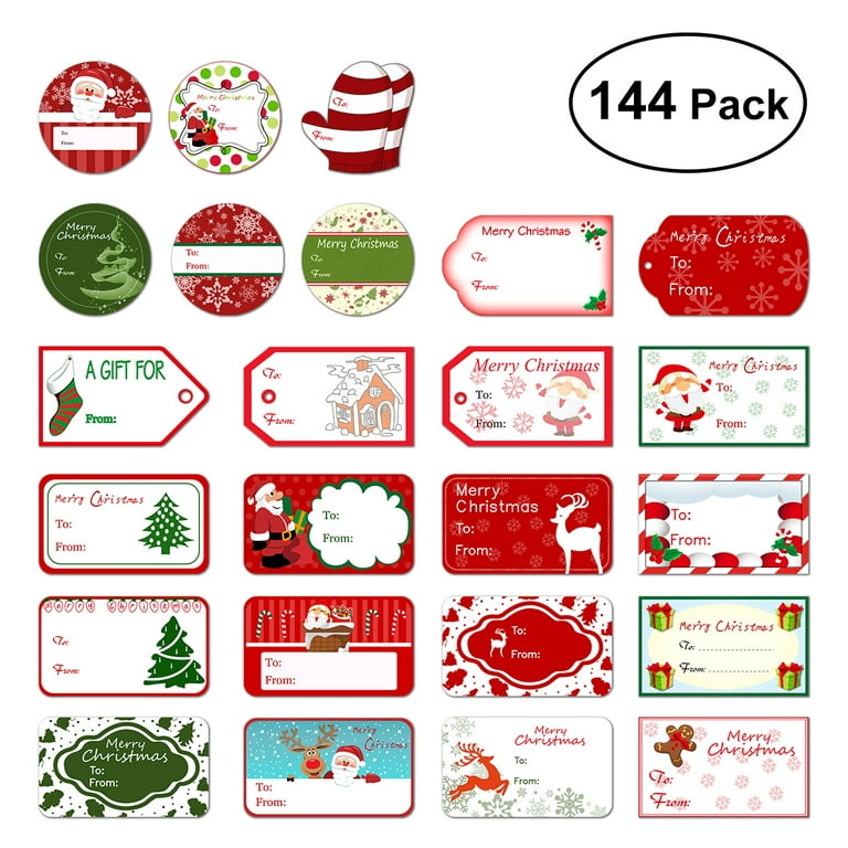 50pcs/10sheets Merry Christmas Stickers Xmas Name Gift Tag