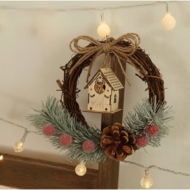Decoraciones navideñas escenario árbol caña mini guirnalda puerta colgante accesorios festivos