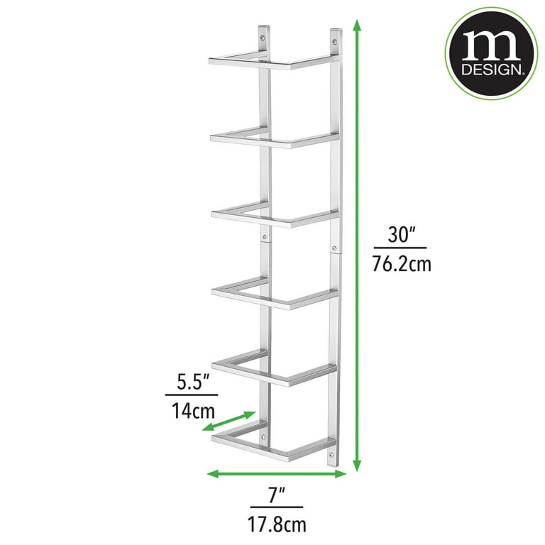 mDesign Steel Wall Mount Storage Organizer Shelf Rack with Towel Bar - White