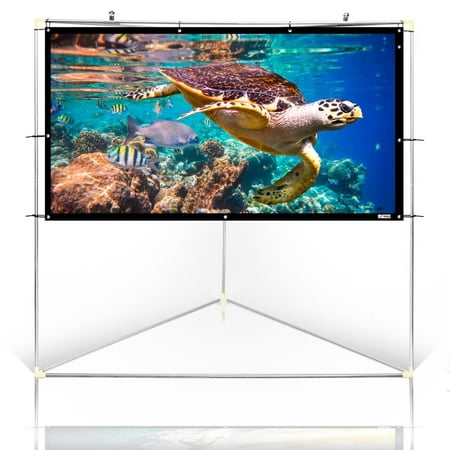 PYLE PRJTPOTS101 - Outdoor Projector Screen - Portable Viewing Projector Display with Frame Stand, HD 16:9 Pickup Display (100’’