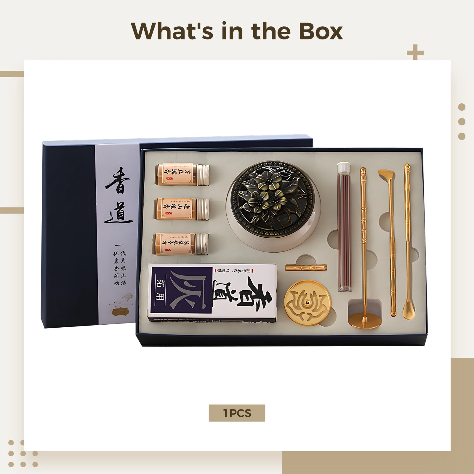 Pure Copper Incense Cone Burner Holder Set, Crackle Porcelain Incense Burner Kit, Elegant Craftsmanship with Variety of Scents, Perfect Gift Box for Relaxation and Gift-Giving