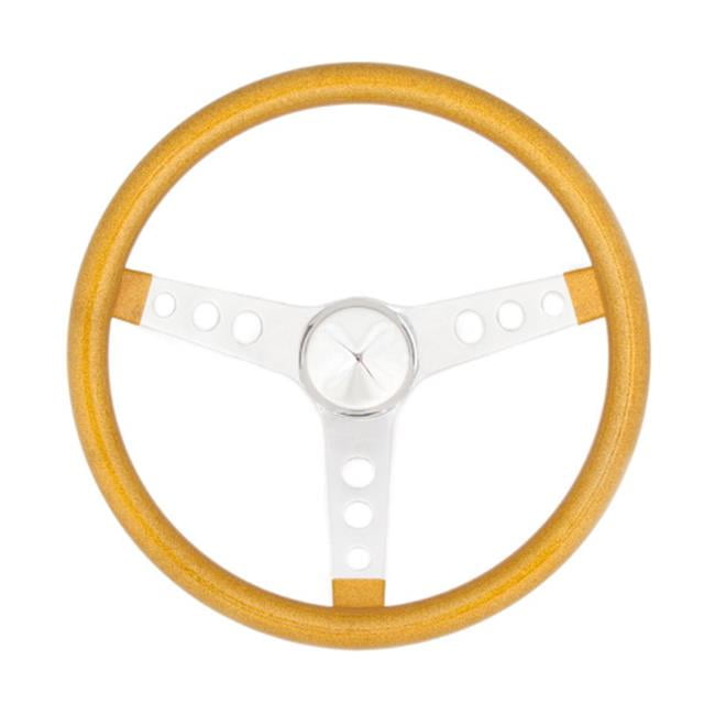 Grant 8447 13.5 in. Metal Flake Steering Wheel, Gold with Chrome Spoke