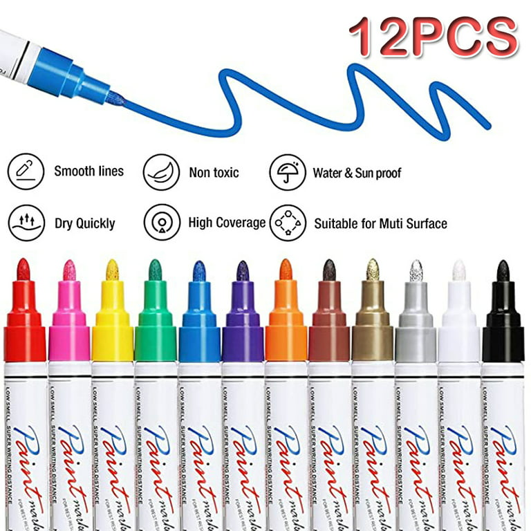 12 colors waterproof paint pens colorful