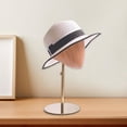 thumbnail image 6 of FITYLE Hat Display Stand Mannequin Head Model, Stainless Steel Base Hat Holder Display Hairpieces Display Holder for Home Barbershop Gold Base, 6 of 10