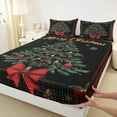 thumbnail image 3 of Manfei Black Green Xmas Tree Twin Sheet Sets, Fairy Tale Princess Bowknot Twin Fitted Sheet, Happy New Year Flat Sheet, Luxury Bedroom Decor, 3pcs, 3 of 7