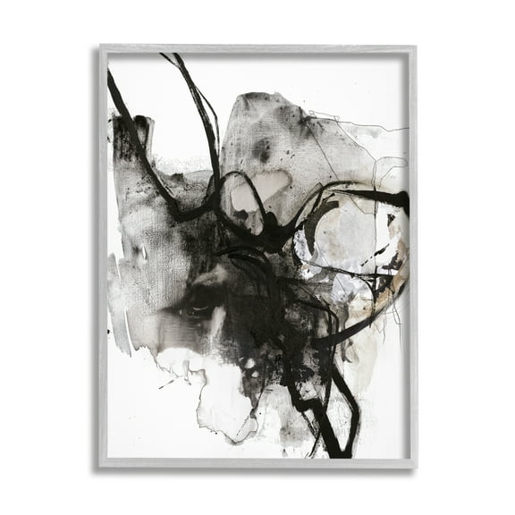 Stupell Indtries Ink Splatter Abstraction Chaotic By Movement Black Brown,24 x 30,Design by Design Fabrikken