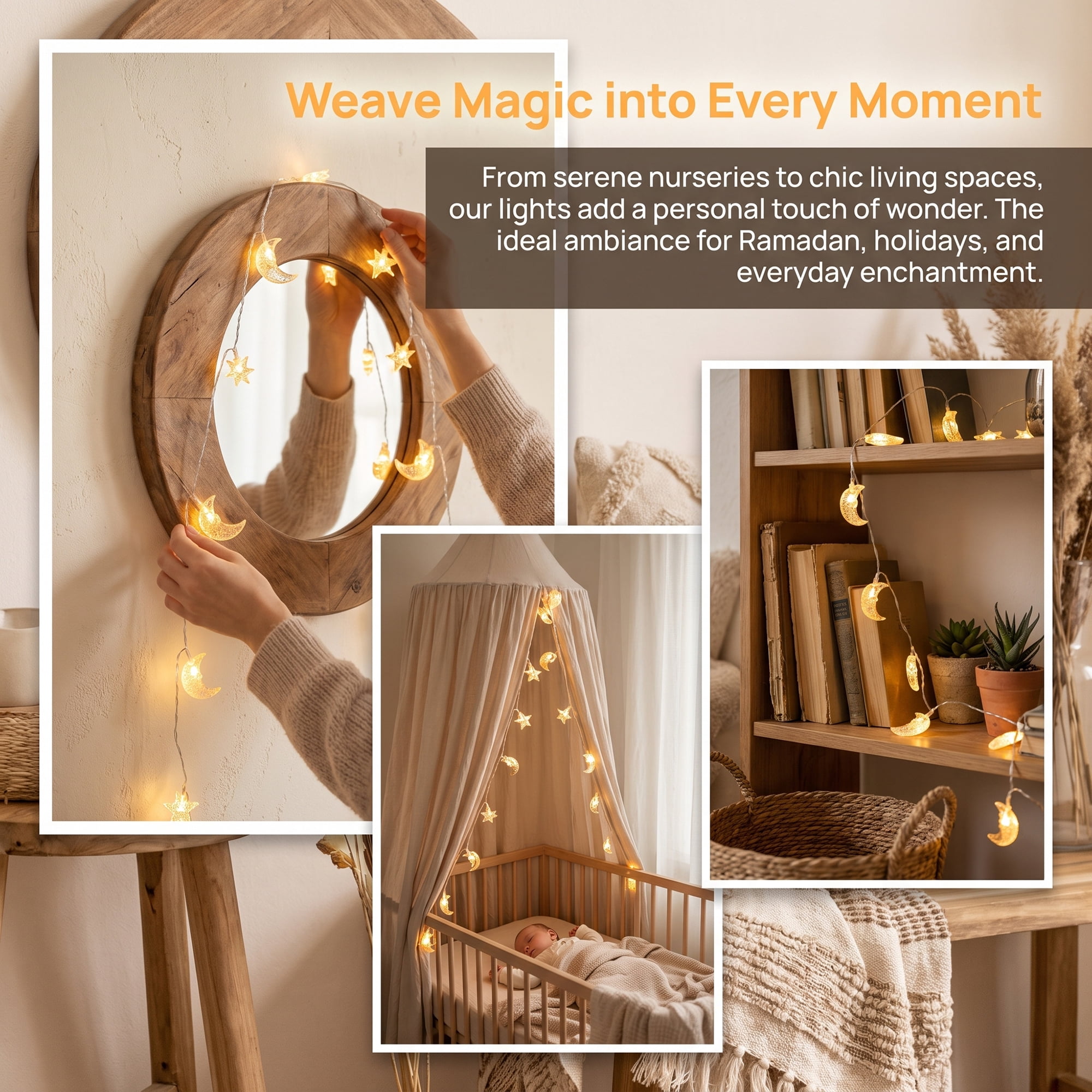 Unique Bargains Star and Moon Fairy Lights with Flexible Wire 6.6 ft USB Powered