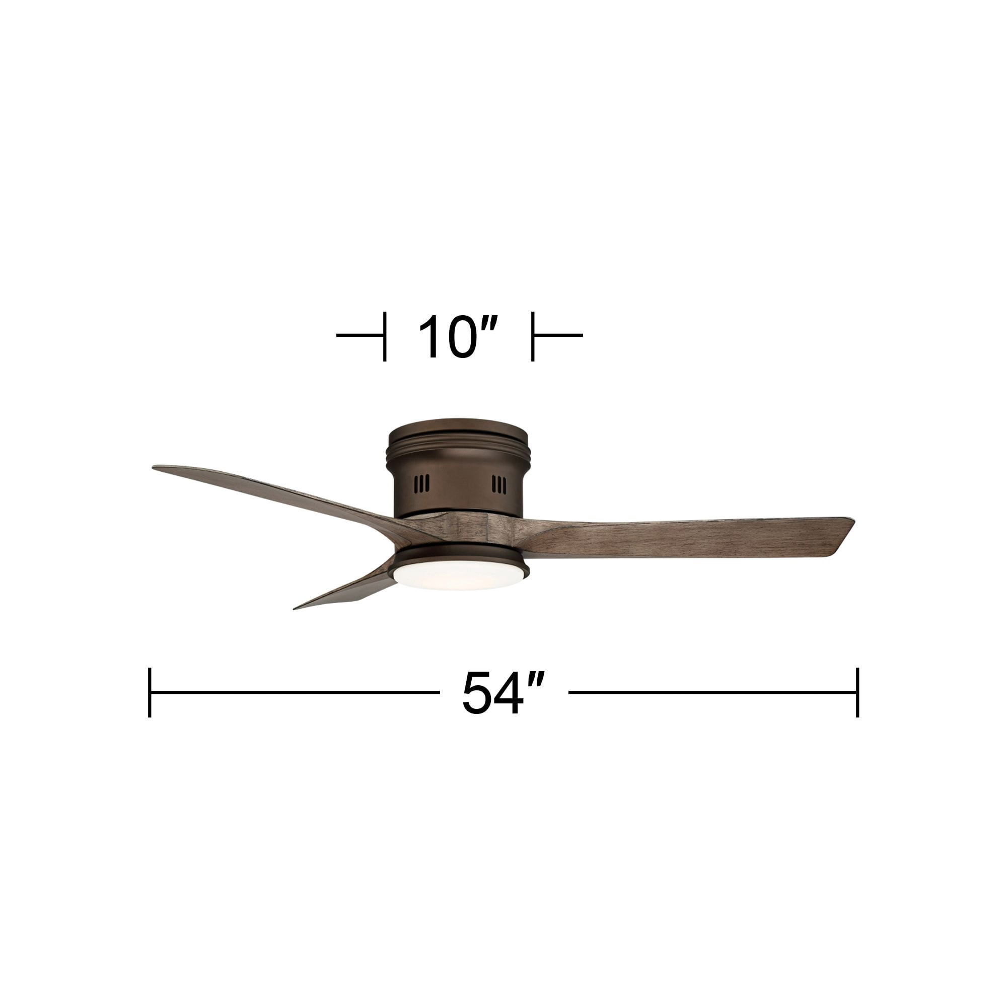 54" Casa Vieja Modern Hugger Low Profile Indoor Outdoor Ceiling Fan with Light LED Remote Bronze Wood Opal Glass Damp Rated Patio