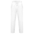 thumbnail image 2 of Caqnni Mens Pants Men's Trousers Washed Cotton Linen Loose Breathable Casual Pocket Sports Pants Athletic Pants (A3-White,M), 2 of 5