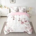 thumbnail image 2 of Erosebridal Cherry Blossom Sakura Bedding Sets Twin Size,Japanese Style Comforter Sets with Sheets,Floral Decoration,Reversible,Breathable,7-Piece, 2 of 5