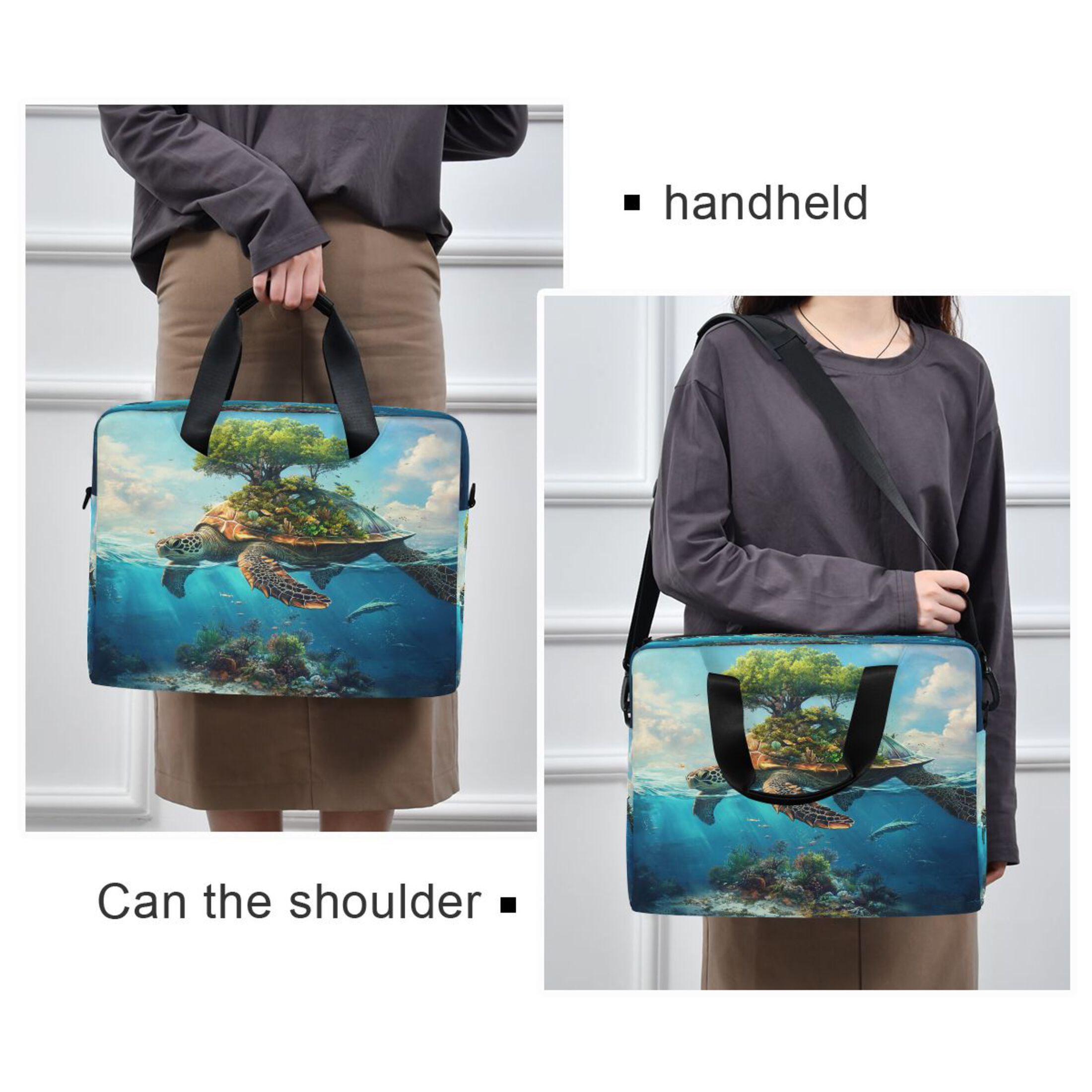 16" Laptop Tote Bag Laptop Sleeve Case Computer Briefcase for Work & Travel Sea Turtle Carrying Island