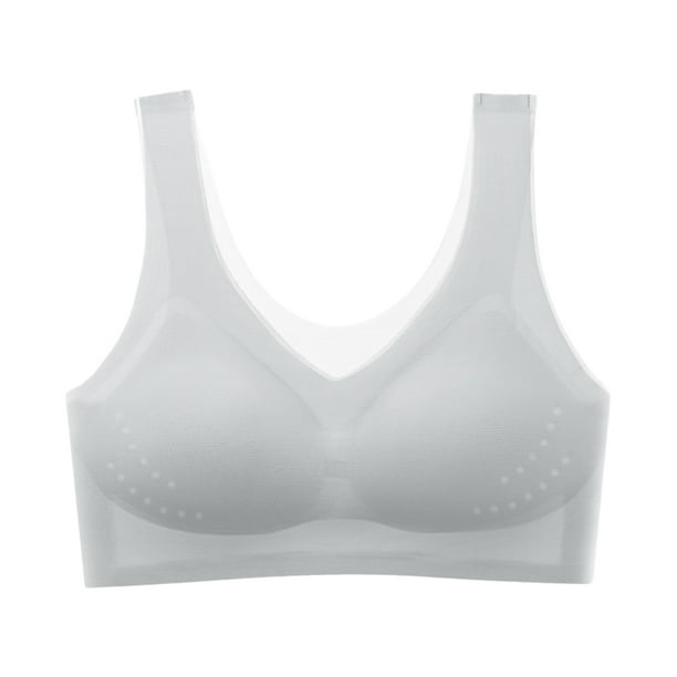 Minnieouse Inalámbrico y transpirable para deportes de verano, sujetador deportivo súper fino de verano para mujer, sujetador de elevación de Ropa interior Gris 3XL