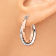 thumbnail image 3 of 14k Rose and White Gold Polished Oval Tube Hoop Earrings 14k Two-tone Earrings, 3 of 4