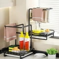 thumbnail image 4 of PuSpu Kitchen Dishcloth Drying Rack Wall Mounted 27x20x14cm 1-Pack Black Iron Frame No-Drill with Drain Tray Space-Saving Towel Organizer for Kitchen Sink Area, 4 of 7
