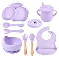 thumbnail image 1 of EIMELI 9Pcs Children‘S Silicone Tableware Set Baby Non-Slip Divided Children‘S Plate Bowl With Suction Cup, 1 of 5