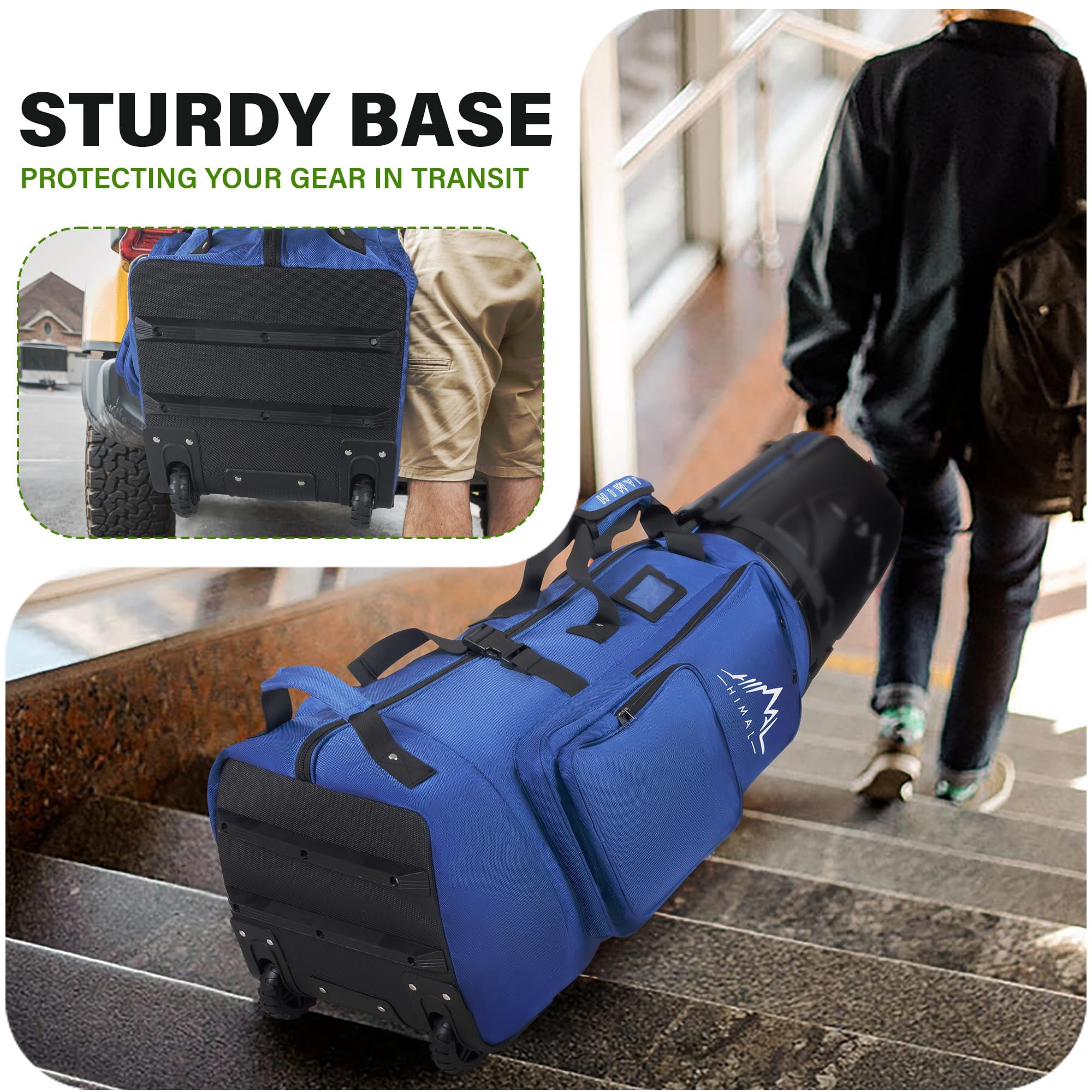 Golf Travel Bag With Hard Case Top  1680d Heavy Duty Oxford Club Bags For Airlines Wheels Easy To Maneuver