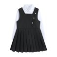 thumbnail image 4 of Likimi Children Girls Outfit Set Long Sleeve Solid Color Lapel Tops With Pleated Skirts Fashionable Clothes Set Size 3-4 Years, 4 of 7