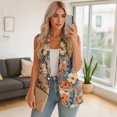 thumbnail image 4 of Uorisanigo Tropical Floral Print Long Vest for Women with Pockets Women's Suit Vest Top Loose Waistcoat Vests Elegant Outerwear Size S, 4 of 7