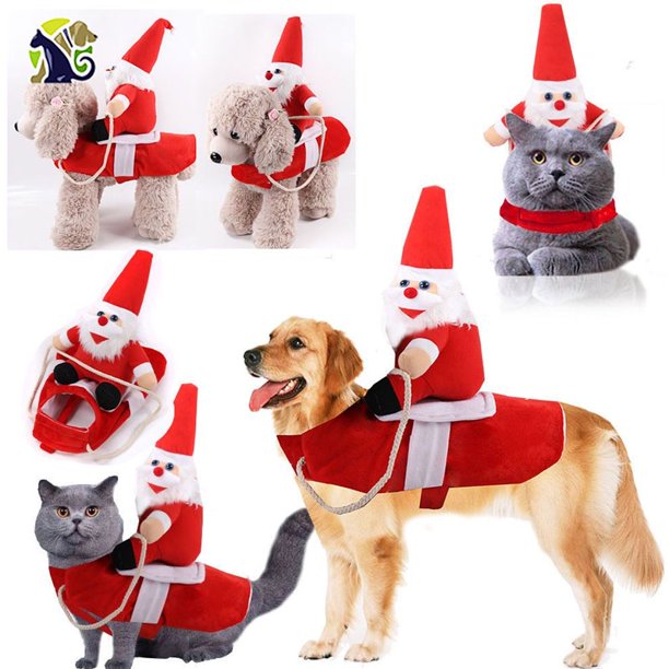 Mascota Perro Montar Transformación Traje Divertido Disfraz De Halloween Ropa De Navidad De Mezclilla Chamarra Accesorios Para Mascotas