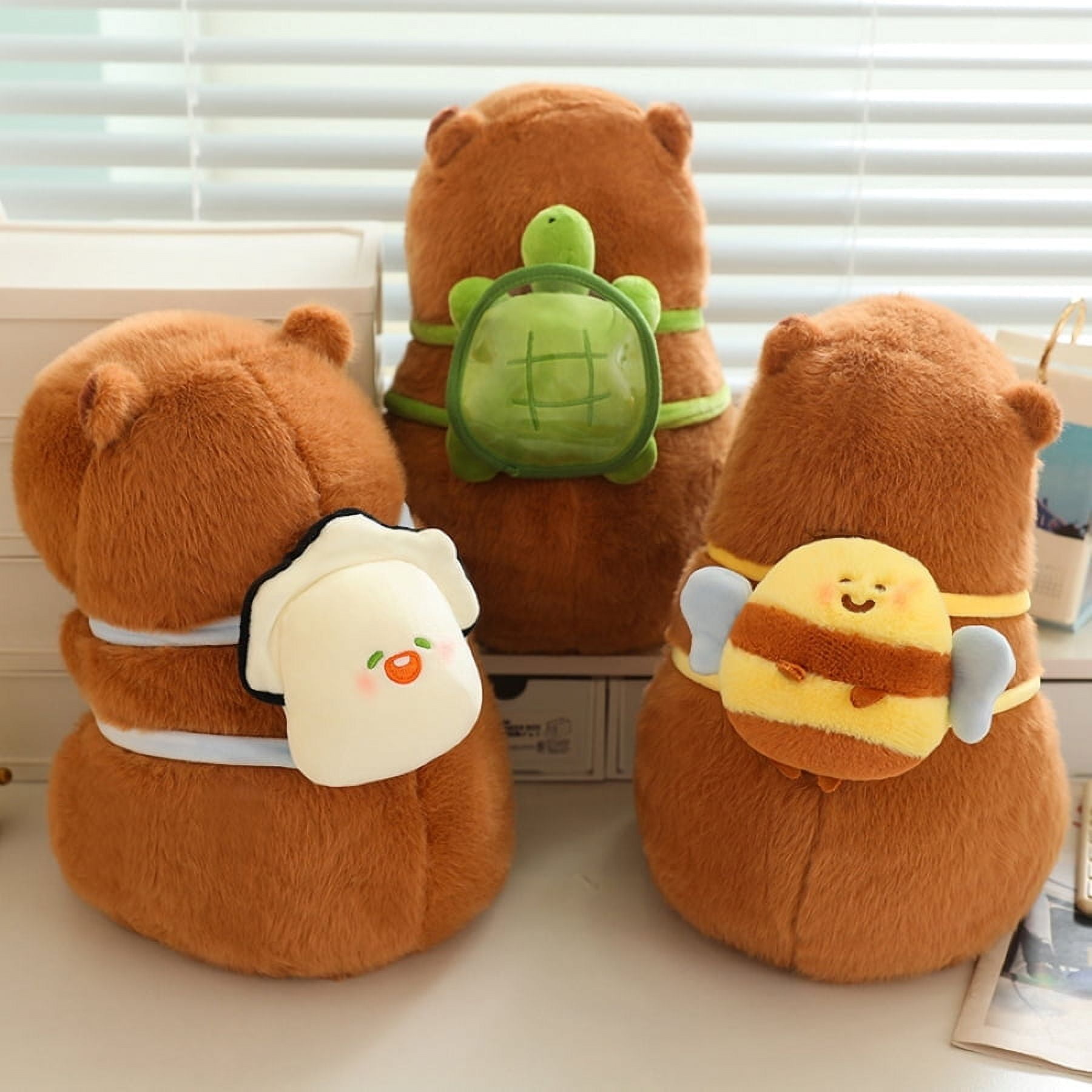 3pcs Capybara Stuffed Animal Plush with Turtle Backpack/Bee Bag/Oyster Shoulder Bag, 9in Soft Capybara Plushies Toy Doll for Festival Gift Party Favors Room Decor
