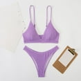 thumbnail image 5 of WREESH Women Split Swimsuit Show Waist Solid Color Bikini, 5 of 5