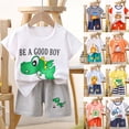 thumbnail image 6 of Gerichy Toddler Boys Toddler Baby Boys Summer Outfits 6 9 12 18 24 Months 2T 3T Patchwork Crew Neck Short Sleeve T Shirts Elastic Waist Shorts 6Pcs Clothes Set, 6 of 7