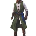thumbnail image 2 of Medieval Costume Men Viking Cotton Linen Hooded Sleeveless Surcoat, Mens Renaissance Costume Big and Tall Sizes S-3XL Army Green, 2 of 5