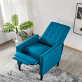 thumbnail image 3 of Alden Design Modern Tufted Fabric Push Back Recliner with Pocket Spring, Blue, 3 of 9