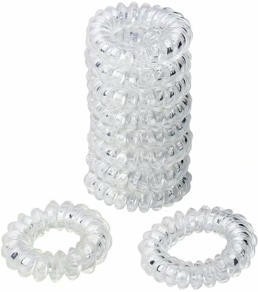 10 Pcs Spiral Hair Ties No Crease, Clear Traceless Hair Ties, Elastic