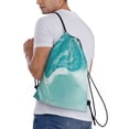 thumbnail image 3 of Drawstring Backpack - Teal Turquoise 1 Splash Proof Small Drawstring Gym Bag for Women Men, Cinch Sports String Bag Backpack for Travel Swimming Beach, 3 of 8