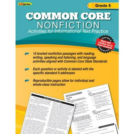 Common Core Nonfiction Book Grade 5, 11 in L x 8.5 in W x 0.25 in H By Teacher Created