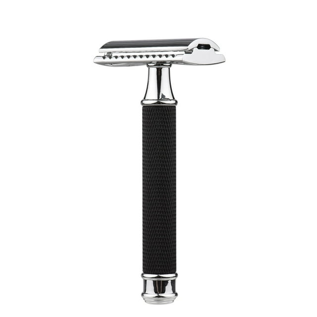 Graflsoa Classic Stainless Steel Manual Shaving Razor - Detachable Blade Design, Lightweight & Portable, Silver or Black (Blade Not Included)