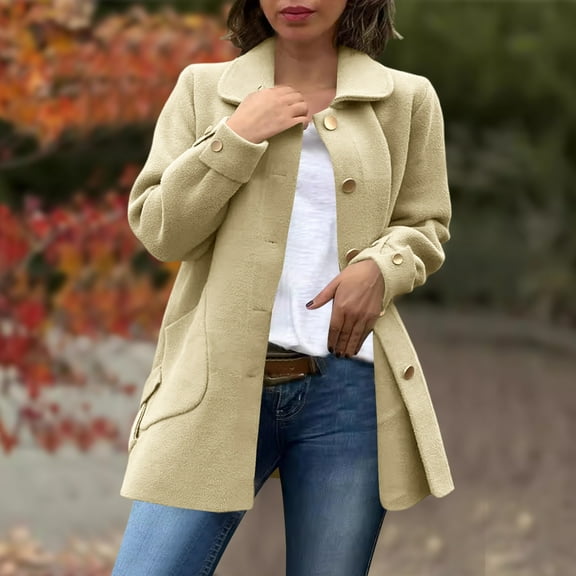 Dihao Cardigan Jackets for Women Plus Size Clearance Women's Elegant Overcoat Notched Shawl Collar Single Breasted Outerwear Winter Long Coat