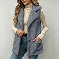 thumbnail image 5 of LUVDA Fleece Lapel Vest for Women - Button Up Sleeveless Warm Jacket with Pockets for Casual Outdoor Fall Winter Layering, 5 of 7