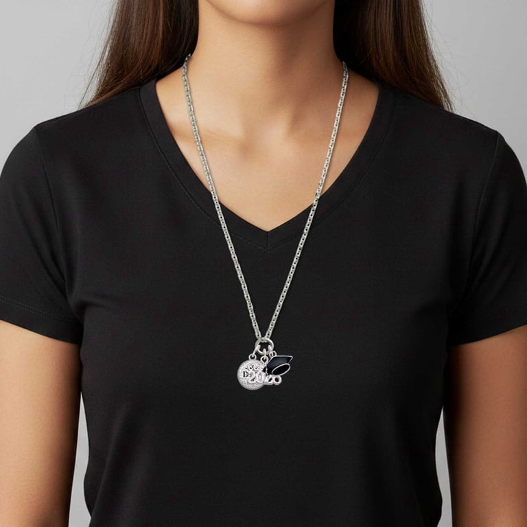 Delight Jewelry Silver-tone Domed Black DNP - Class of 2026