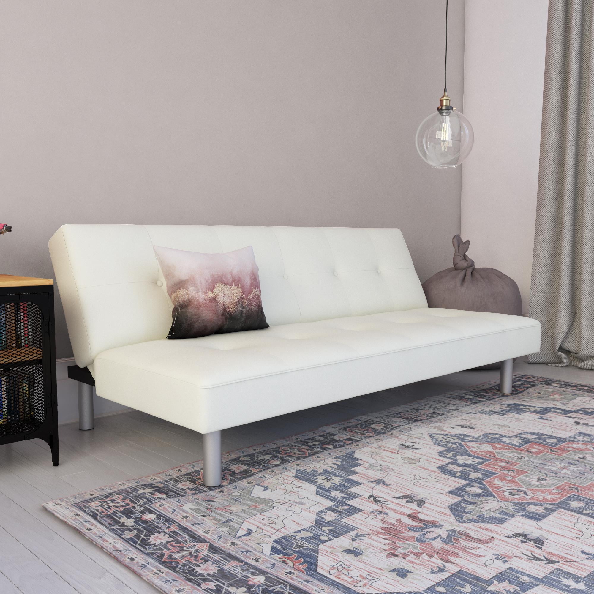 DHP Nola Futon White Faux Leather Walmart