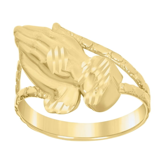 10kt Yellow Gold Womens Praying Hands Symbol Religious Ring