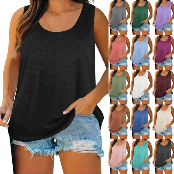 Otntypg Plus Size Tank Tops for Women Loose Fit Casual Summer Sleeveless Scoop Neck T-Shirts Tops Beach Vacation Tees Tunics Shirts Mint Green L