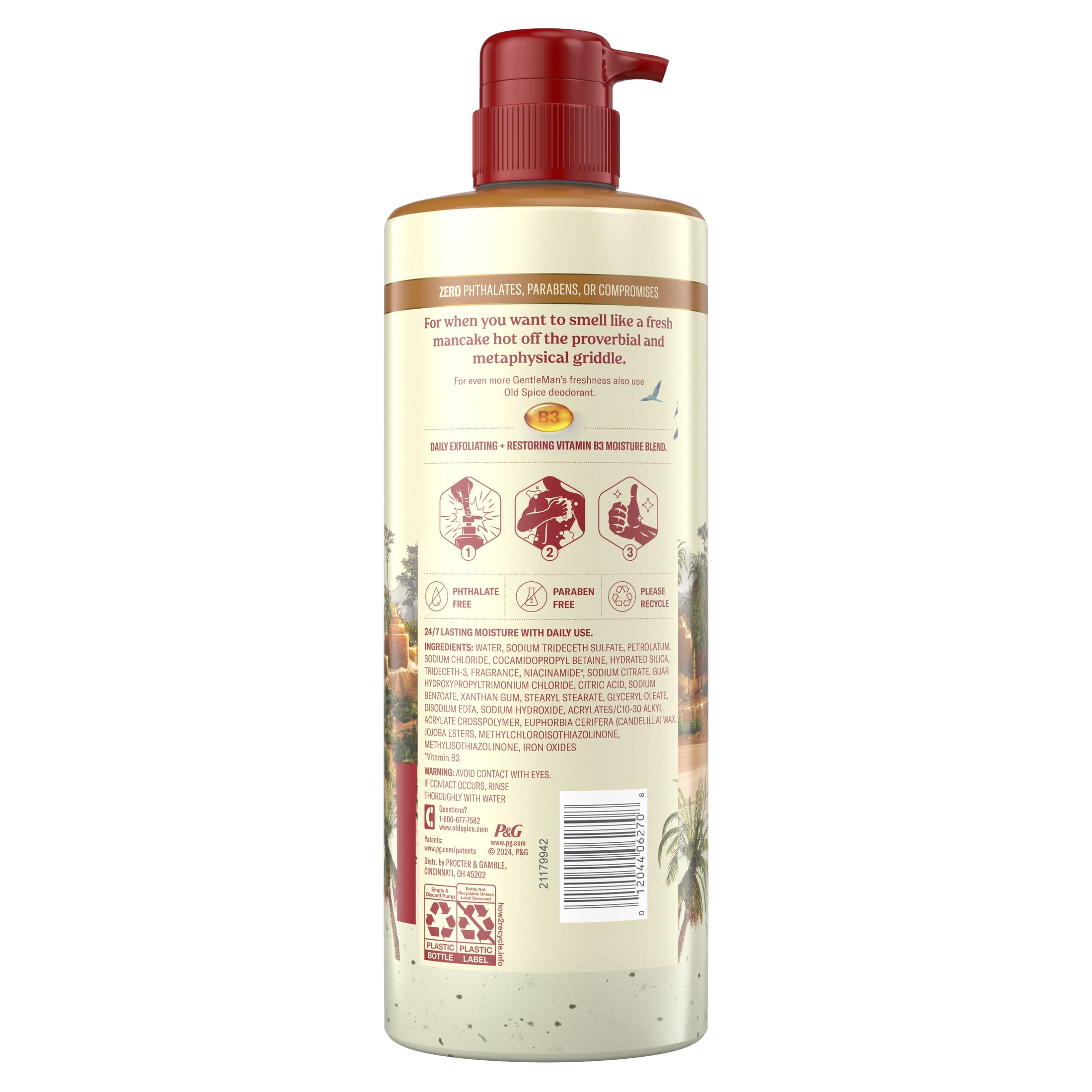 Old Spice Men's Body Wash for Men, Brown Sugar and Cocoa Butter, 24/7 Shower Fresh, 18 oz, Exfoliation + Moisturization, 26oz