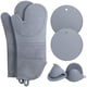 thumbnail image 1 of Juego de 6 manoplas y agarraderas para horno de cocina, de silicona extralarga, resistentes al calor (500 grados), antideslizantes, para hornear y cocinar, color gris., 1 of 5