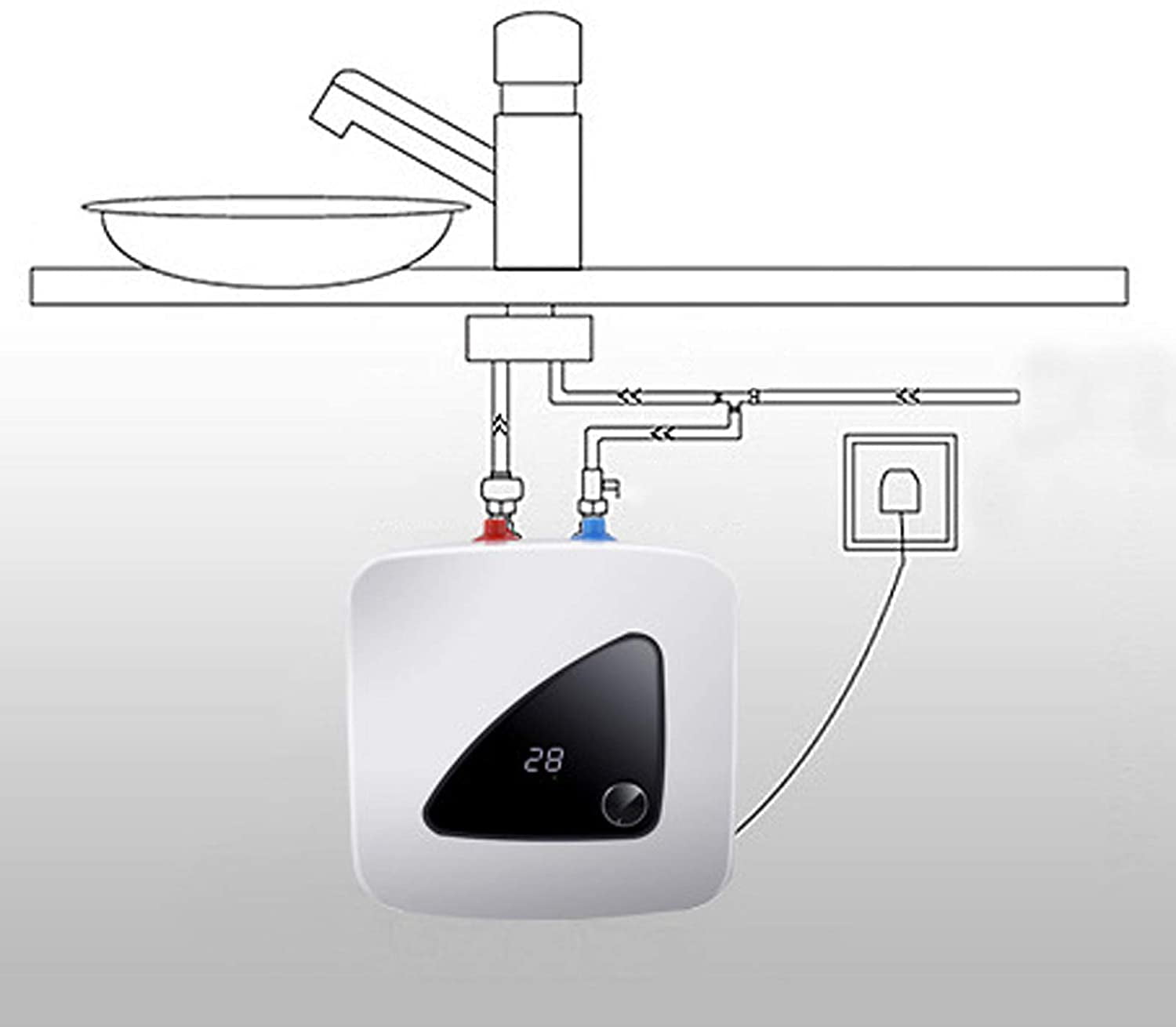 Mkyiongou Electric Water Heater Unit 1500W Instant Hot Water Heater Under Sink for Kitchen