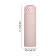 thumbnail image 3 of Oioii 500Ml Insulated Water Bottle 18Oz Stainless Steel Thermal Travel Mug Leak Proof Portable Sports Cup For Hiking Office Easy Clean Lid Design,Pink, 3 of 6