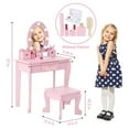 thumbnail image 5 of Leeten Kids Vanity Table Chair Set with Light,Wood Makeup Playset Toy and Mirror & Drawer,Makeup Dressing Table Pink for Age 4 - 9, 5 of 7