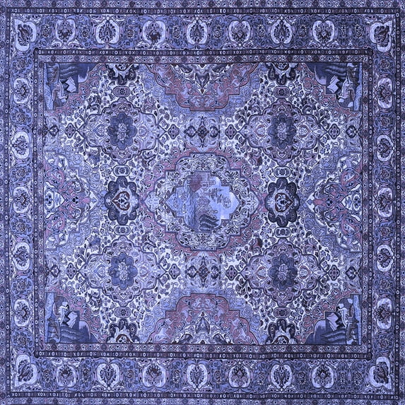 Ahgly Company Machine Washable Indoor Square Persian Blue Traditional Area Rugs, 3' Square